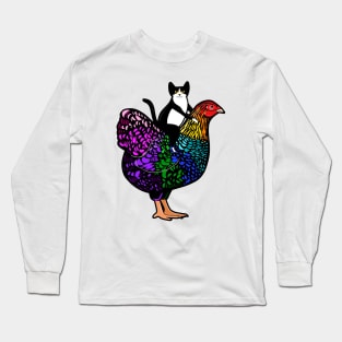 Rainbow Chicken Ride Long Sleeve T-Shirt